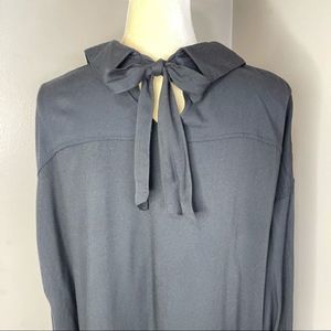 Womens Blouse Black Size 4L button down With Tie Back